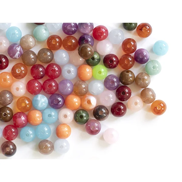 50 perles en plastique imitation pierres naturelles - multicolore - 8 mm
