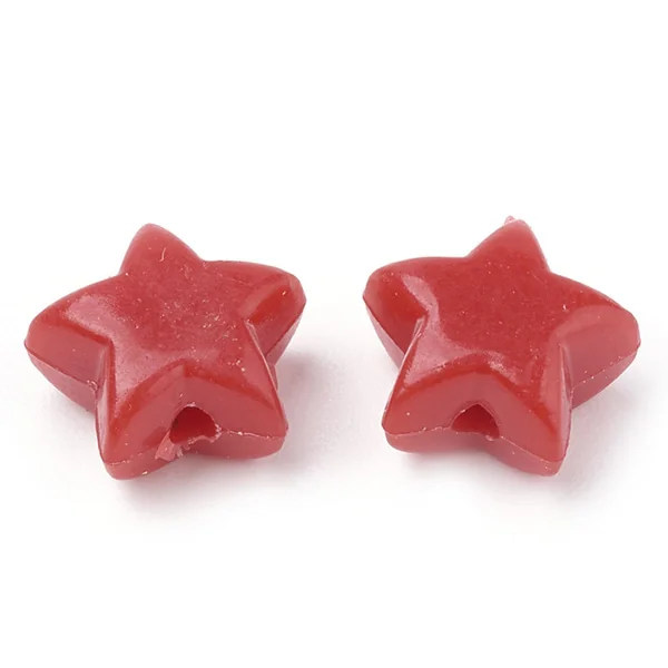 50 perles en plastique - étoiles couleur vive - 12 mm