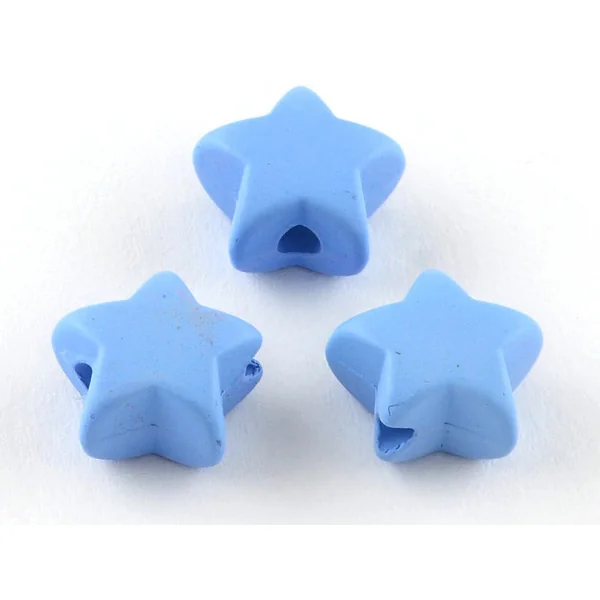 50 perles en plastique - étoiles - multicolore fluorescent - 11 mm
