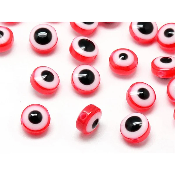 50 perles en plastiques - œil porte bonheur - multicolore - 8mm