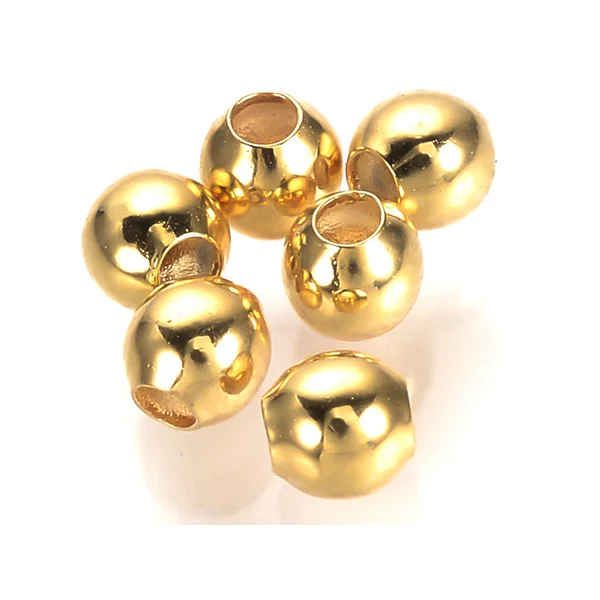 50 perles rondes intercalaires - doré à l'or fin 18k - 3 mm