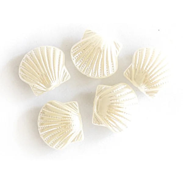 5 perles coquillages en plastique