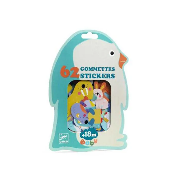 62 Gommettes Stickers Bébé - Animaux de la banquise - Djeco