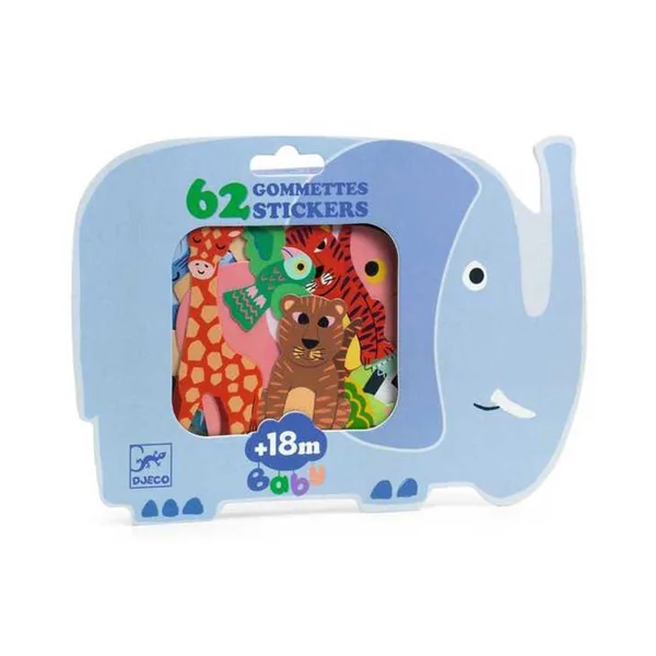 62 Gommettes Stickers Bébé - Animaux de la savane - Djeco
