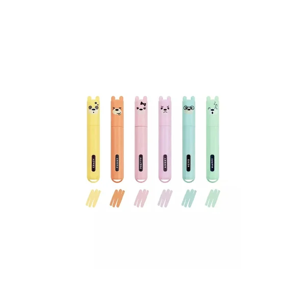 6 Mini surligneurs Teddy Style Pastel - Legami