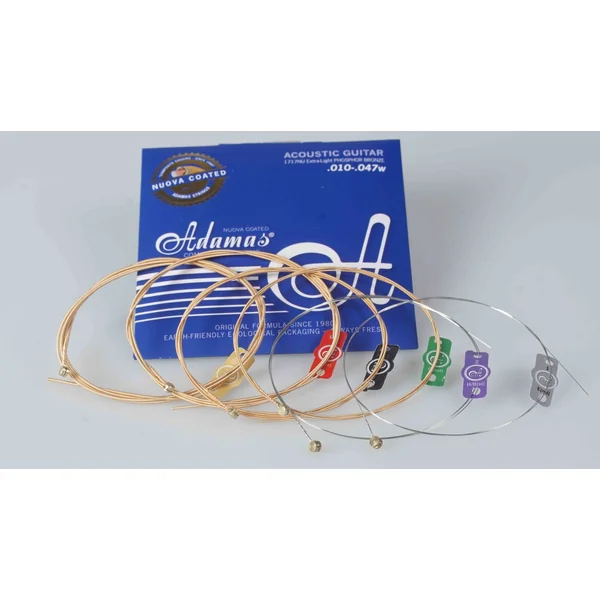 Adamas Strings for Acoustic Guitar Nuova phosphor bronze coated set (3) - Set of 3 Ex-Light .010 (1717NU-3)
