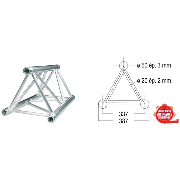 Angle 5D à 90 degres en structure aluminium ASD SX 390 triangulaire ASX4052