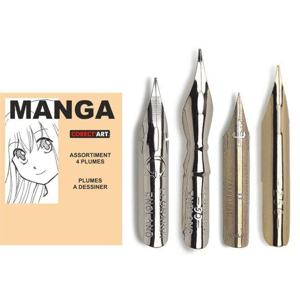 Assortiment de 4 plumes Manga "G/PRINCE/SAJI/SP" Corect'art