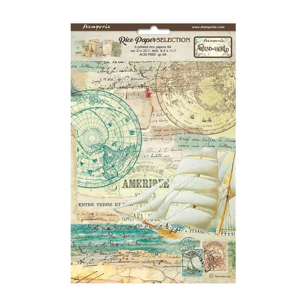 Assortiment de soies de paille à motifs « Around the World », set de 6