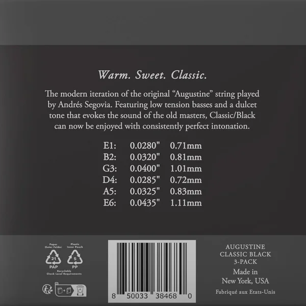 Augustine Strings for classic guitar Classic Label - 3 x Set Classic Black (normal/low)