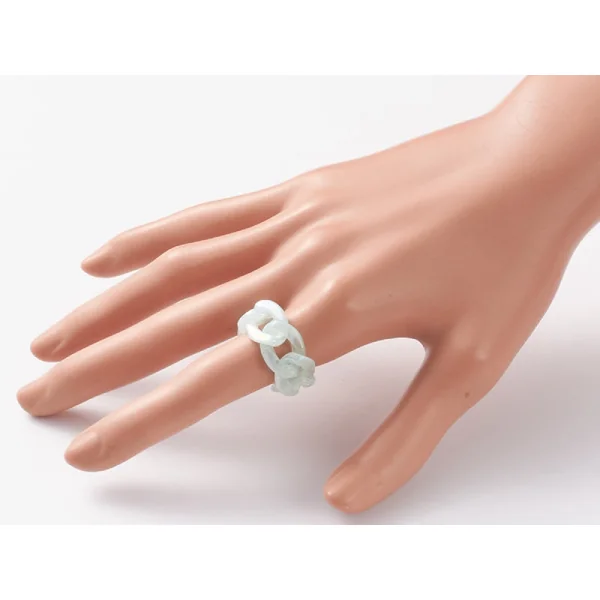Bague chaîne en acrylique transparente - Turquoise pâle
