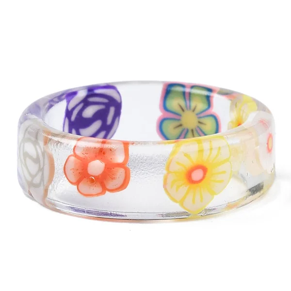 Bague en résine transparente - Fleur