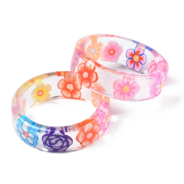 Bague en résine transparente - Fleur