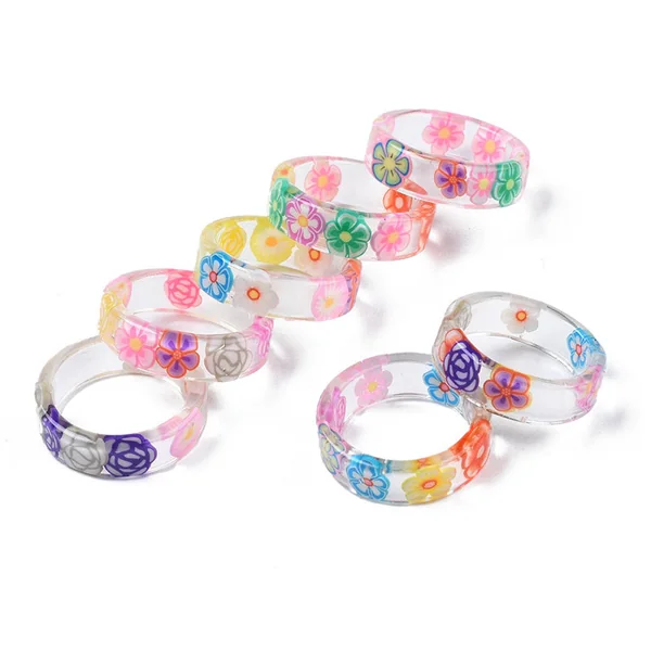 Bague en résine transparente - Fleur
