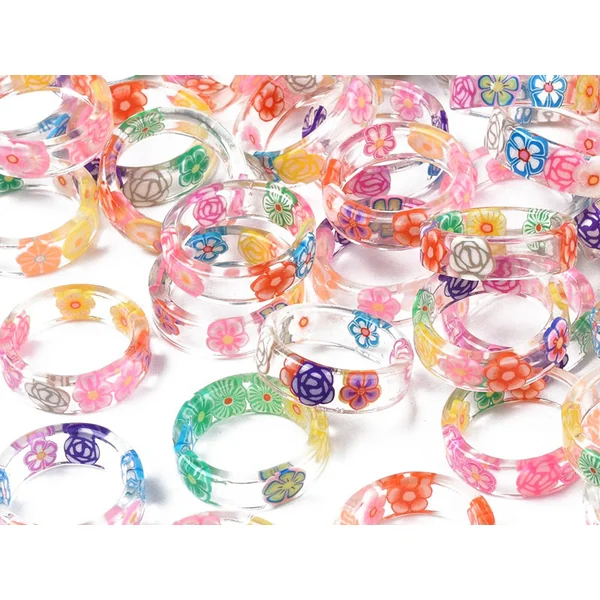 Bague en résine transparente - Fleur