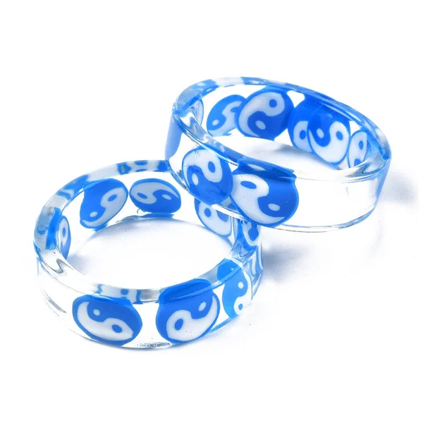 Bague en résine transparente - Yin Yang - Couleur aléatoire