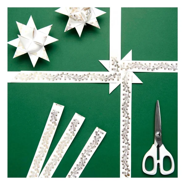 Bandes de papier « Branchages », Blanc-Or