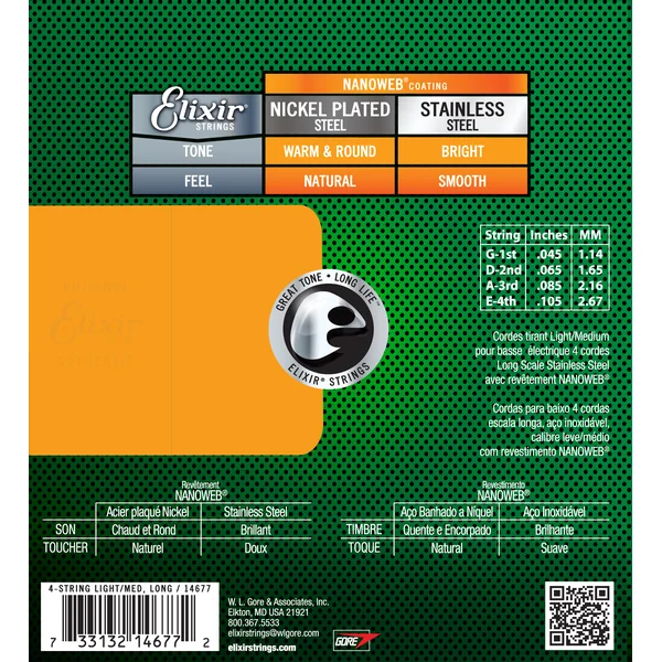 Bass (4) Nanoweb Stainless Steel 45-105 - jeu de 4 cordes