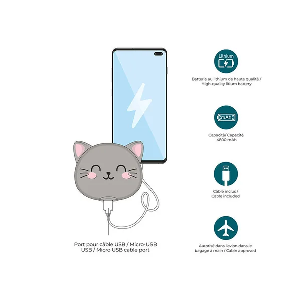 Batterie Externe portable SUPERPOWER Kitty - Legami