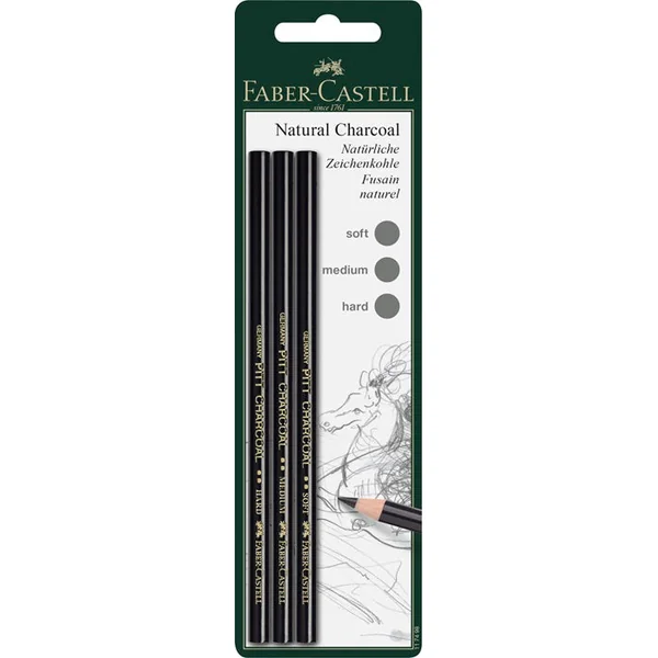 Blister de 3 Crayon-fusain naturel Pitt monochrome