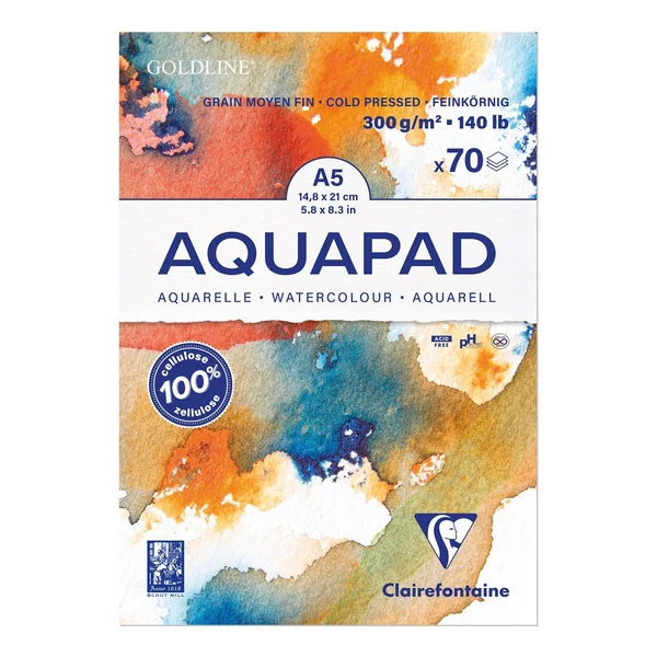 Bloc Aquapad Goldline 300 g/m² formats A6/A5/A4/A3