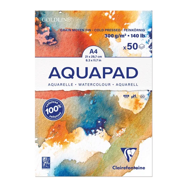 Bloc Aquapad Goldline 300 g/m² formats A6/A5/A4/A3