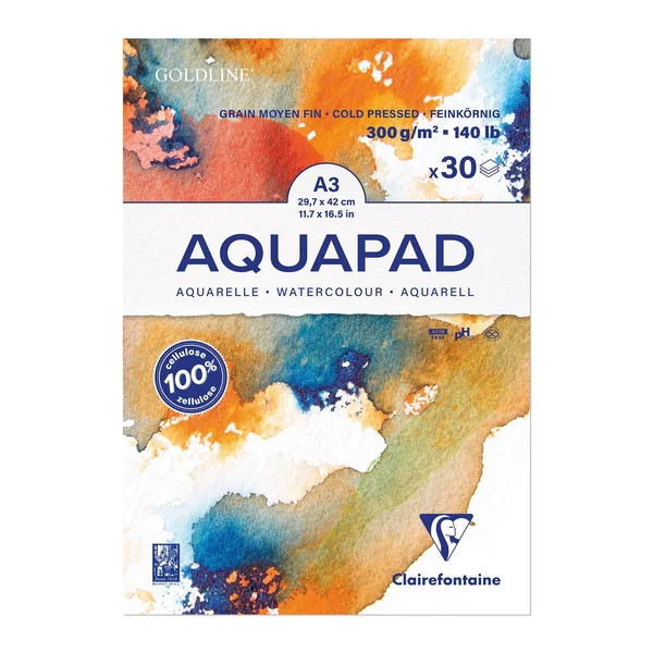 Bloc Aquapad Goldline 300 g/m² formats A6/A5/A4/A3