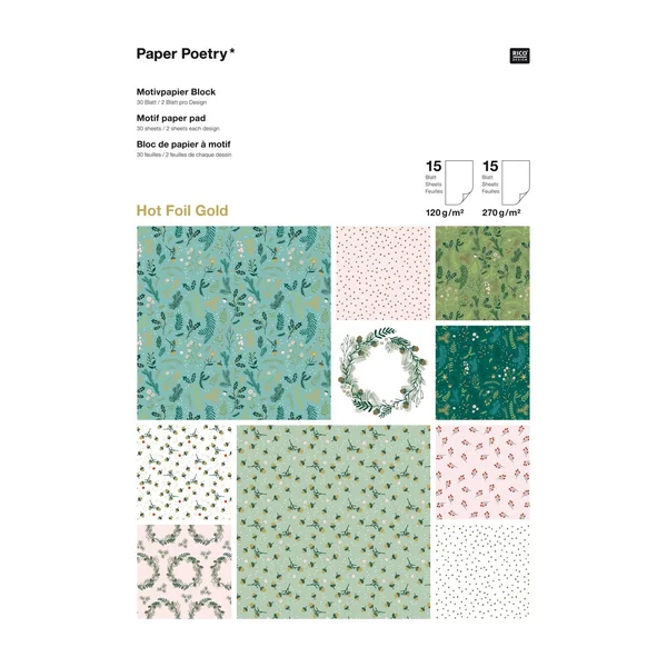 Bloc de papier à motifs « Classical Christmas »