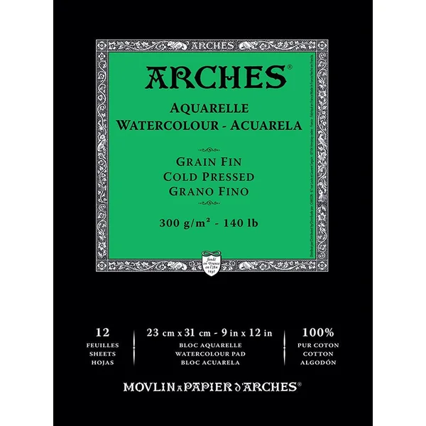 Bloc Papier aquarelle 300g/m² collés 1 côtés