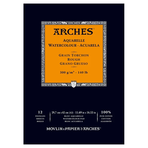 Bloc Papier aquarelle 300g/m² collés 1 côtés
