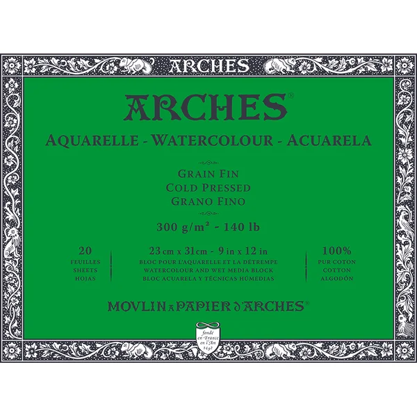 Bloc Papier aquarelle collés 4 côtés 300g/m²