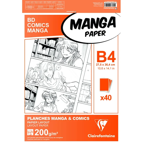 Bloc Planches papier Manga paper 40 feuilles