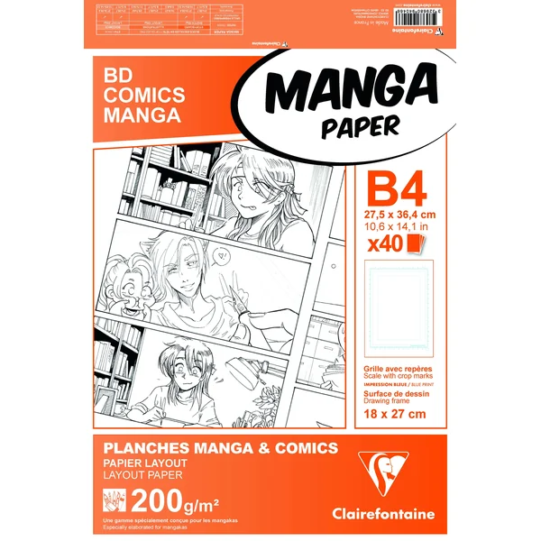 Bloc Planches papier Manga paper 40 feuilles