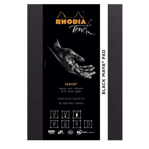 Bloc Rhodia Touch Noir Maya A4+/A5-50 feuilles-120g portrait