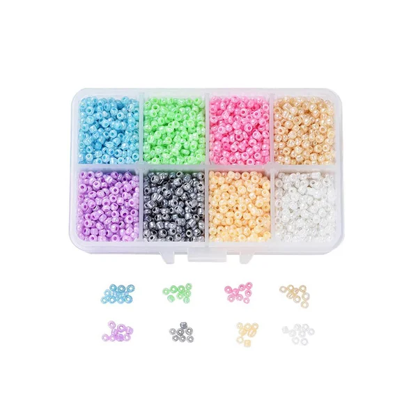 Boite d'assortiment de perles de rocaille - 8 couleurs