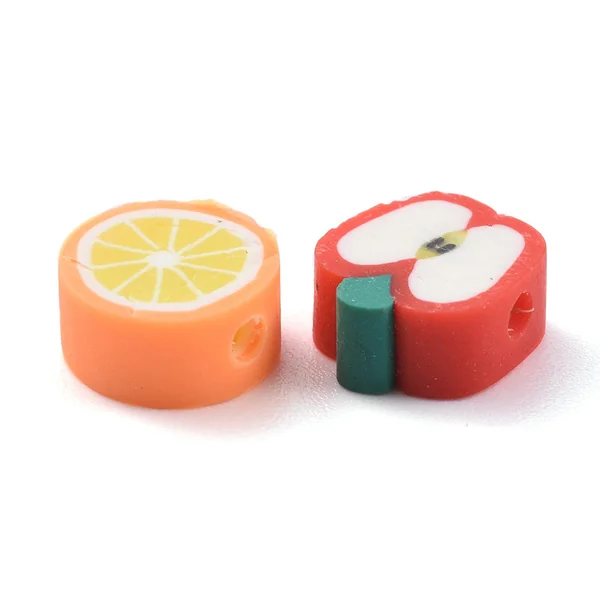 Boite de 12 compartiments de perles fruits en pâte polymère - Multicolore