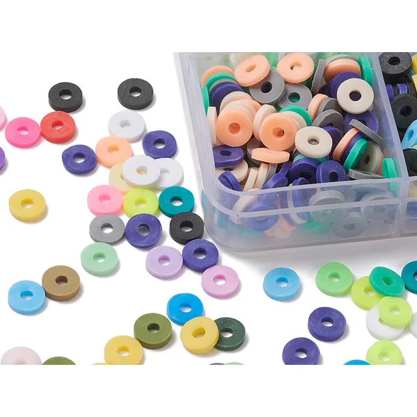 Boite de 15 couleurs de perles heishi - Multicolore