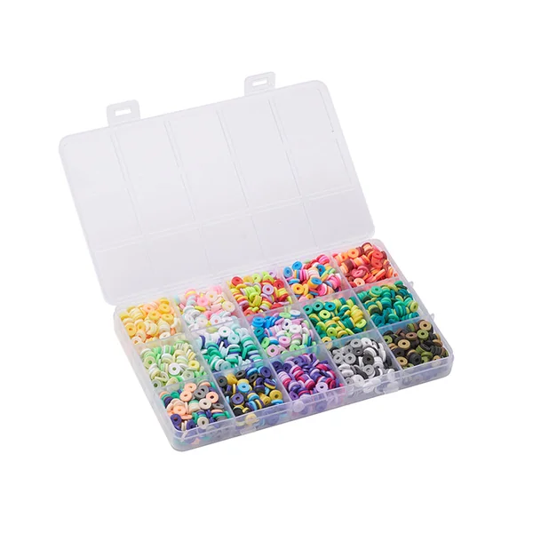 Boite de 15 couleurs de perles heishi - Multicolore