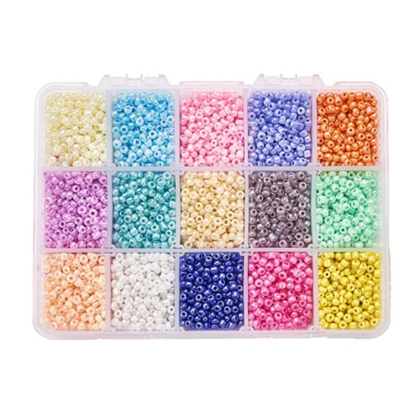 Boite de 15 couleurs de rocailles - 3mm