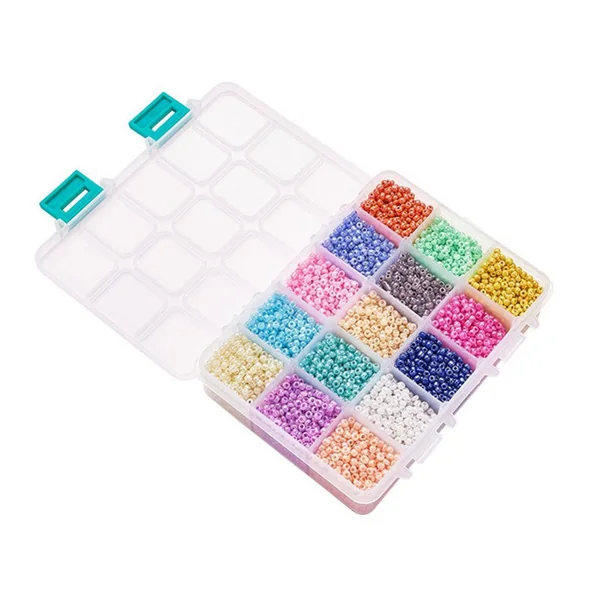 Boite de 15 couleurs de rocailles - 3mm