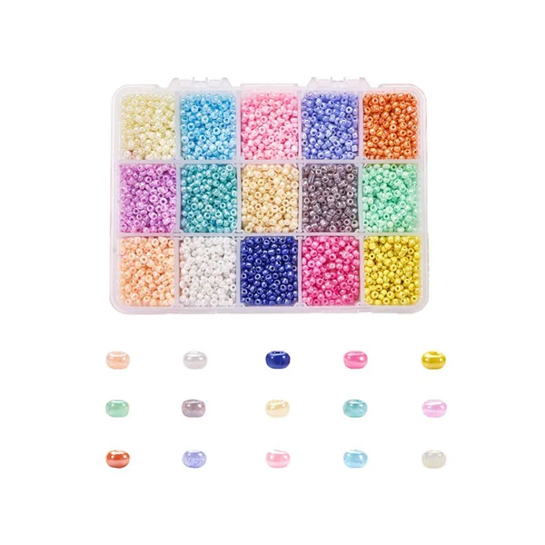 Boite de 15 couleurs de rocailles - 3mm