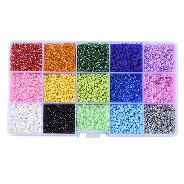 Boite de 15 couleurs de rocailles - 3mm