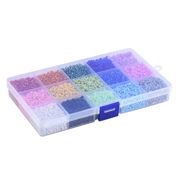Boite de 15 couleurs de rocailles - 3mm