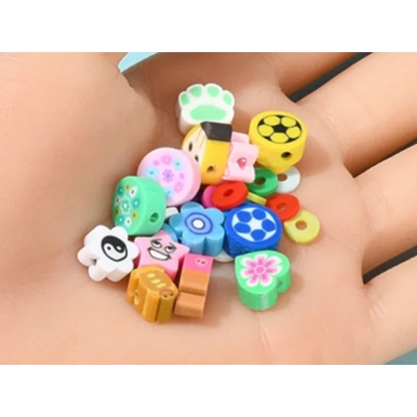 Boite de 15 styles de perles en pâte polymère - Multicolore