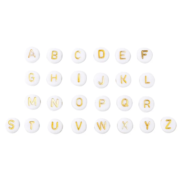 Boite de 1898 perles rondes en plastique - lettres alphabet - dorées