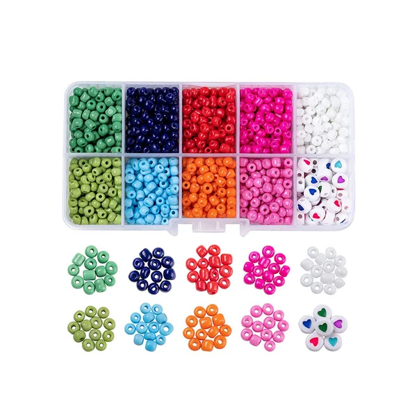 Boite de grosses perles 10 couleurs opaques