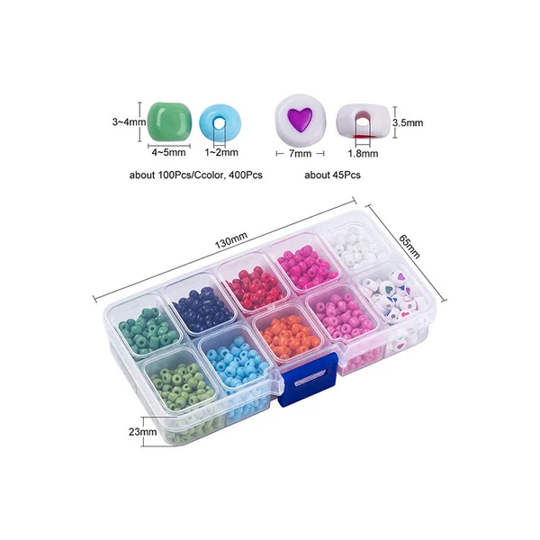 Boite de grosses perles 10 couleurs opaques