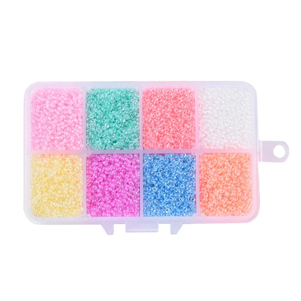 Boite de perles 8 couleurs acidulées transparentes