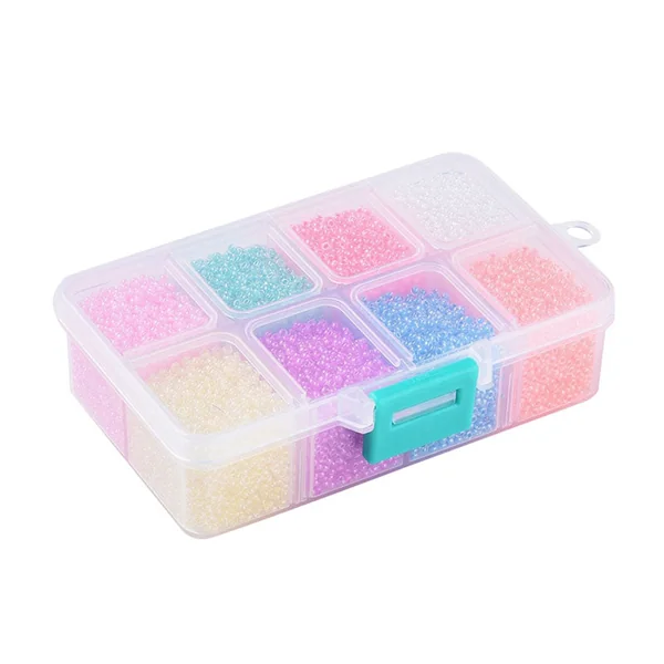 Boite de perles 8 couleurs acidulées transparentes