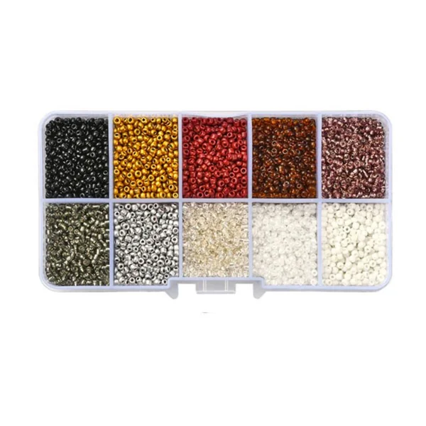 Boite de perles de rocailles - 10 Nuances Métal - 2,5mm - 8500 pcs